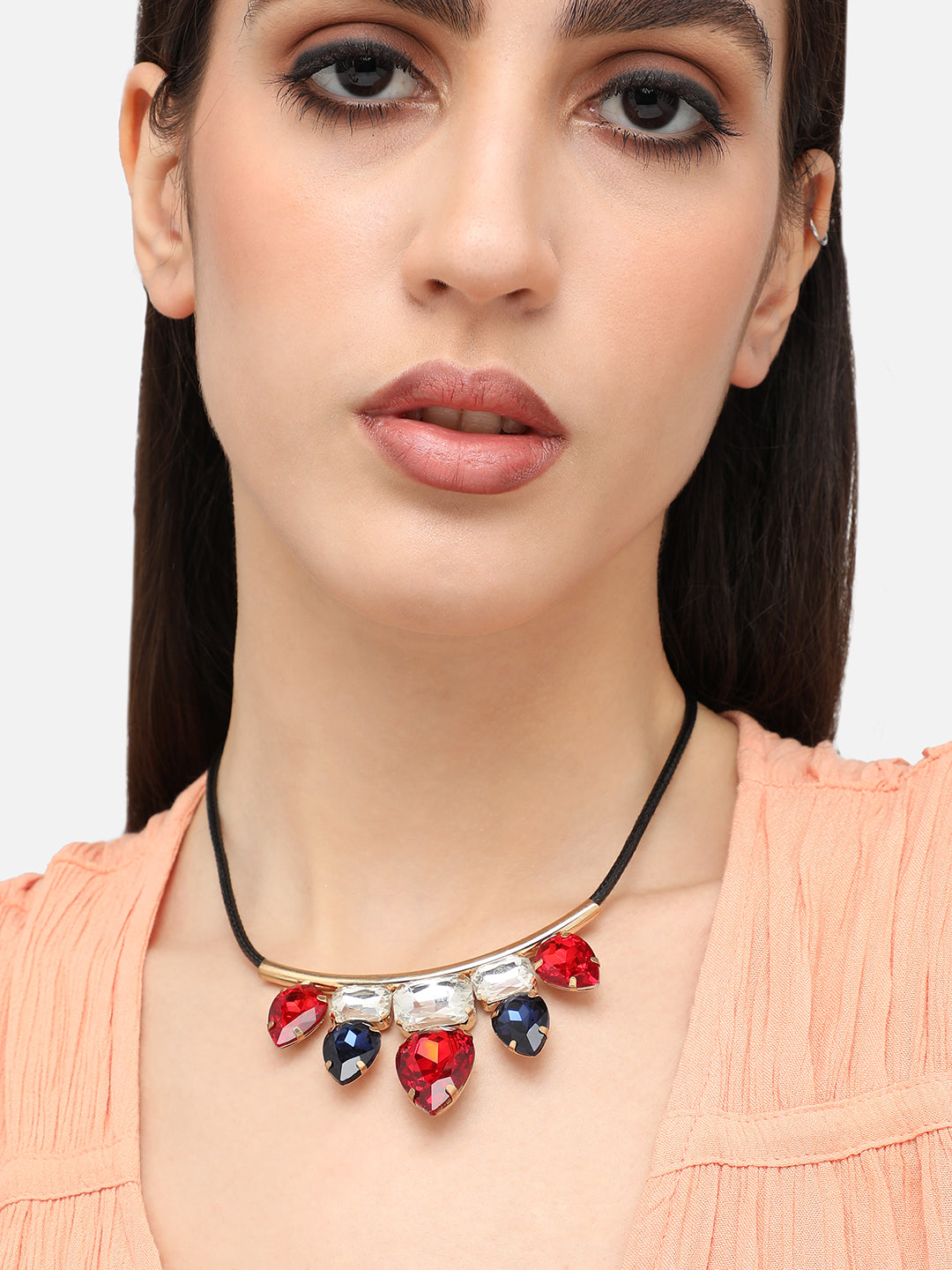 Women Silver Plated Designer Stone Casual Necklace