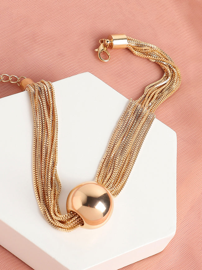 Women Gold Plated Pearls Casual Necklace