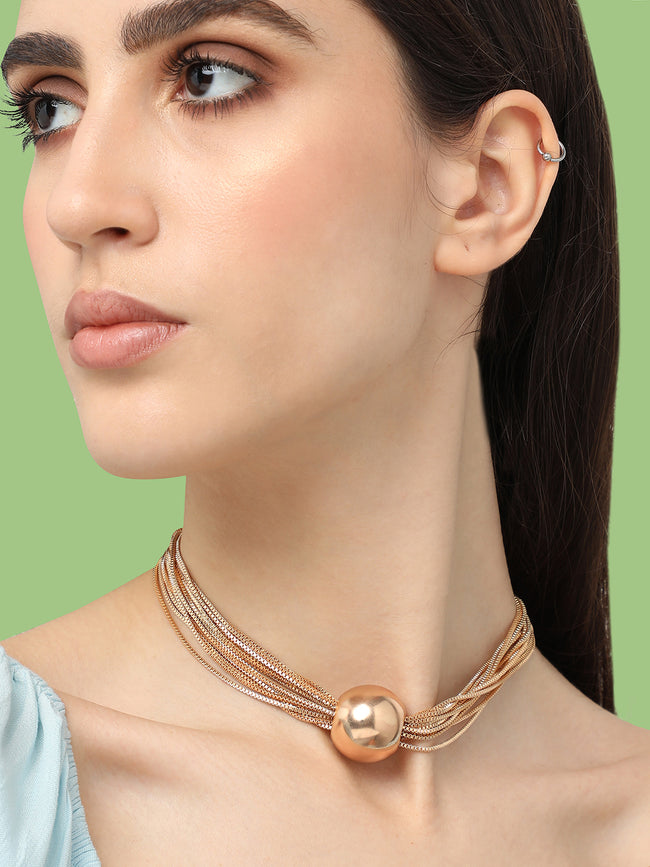 Women Gold Plated Pearls Casual Necklace
