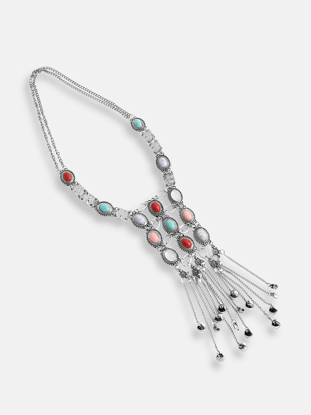 Women Silver Plated Designer Stone Party Necklace