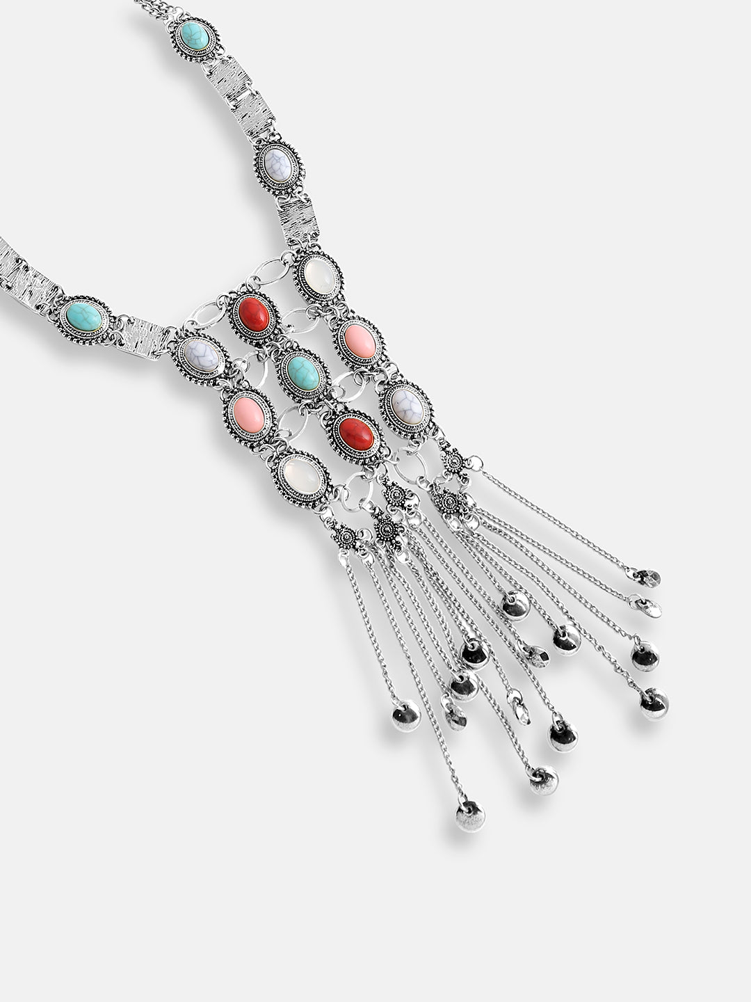 Women Silver Plated Designer Stone Party Necklace
