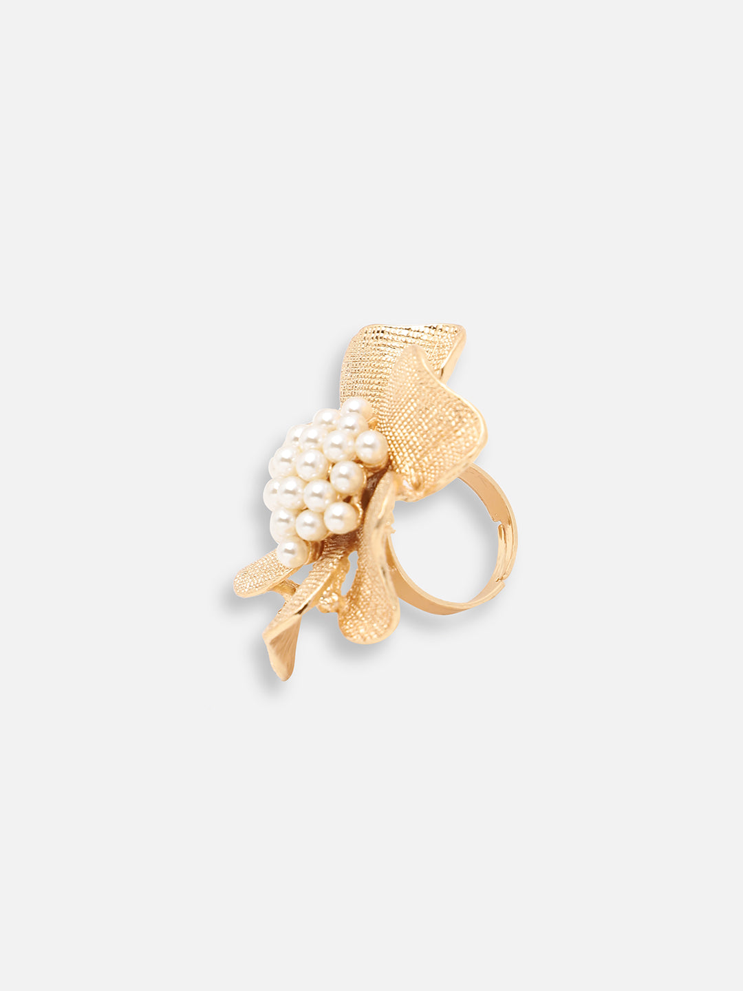 Women Plated Pearls Studded Finger Ring