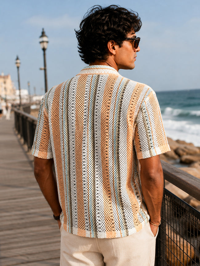 Men White Striped Relaxed Casual Shirt