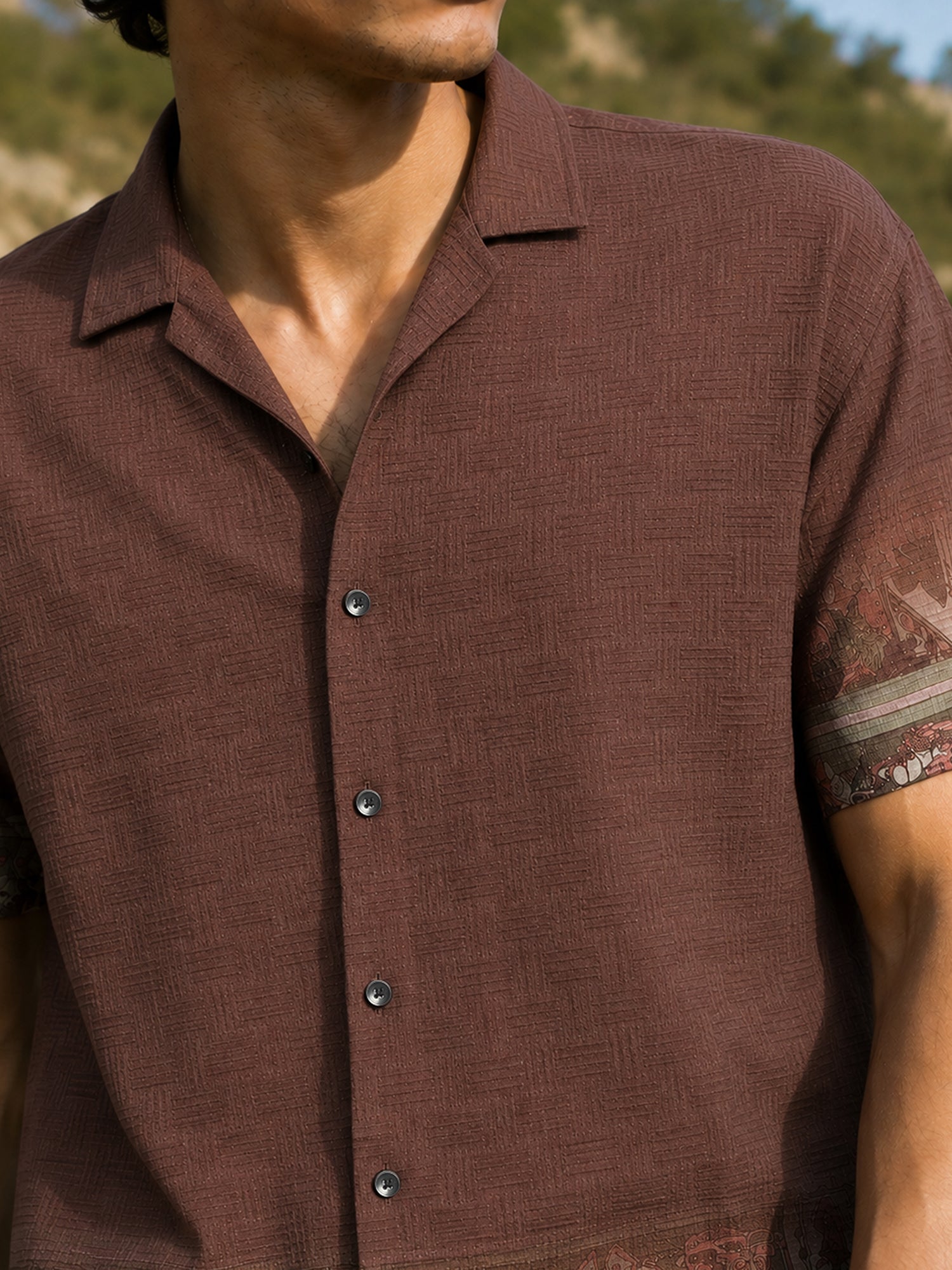 Men Brown Print Casual Shirt