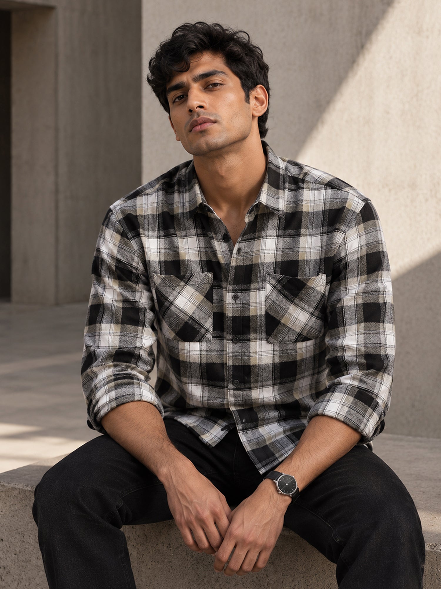 Men Multi Tartan Check Full Sleeve Casual Shirt