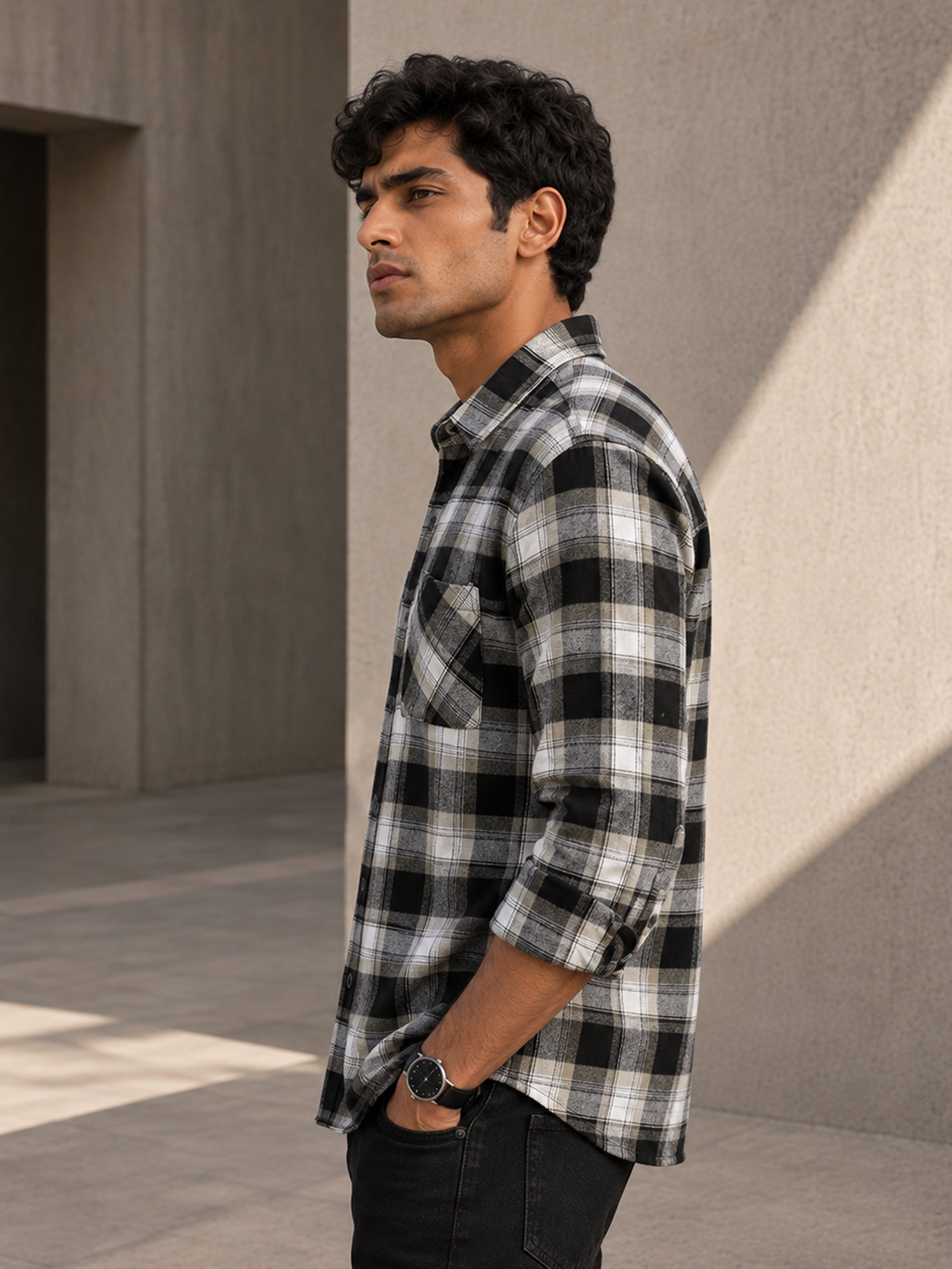 Men Multi Tartan Check Full Sleeve Casual Shirt