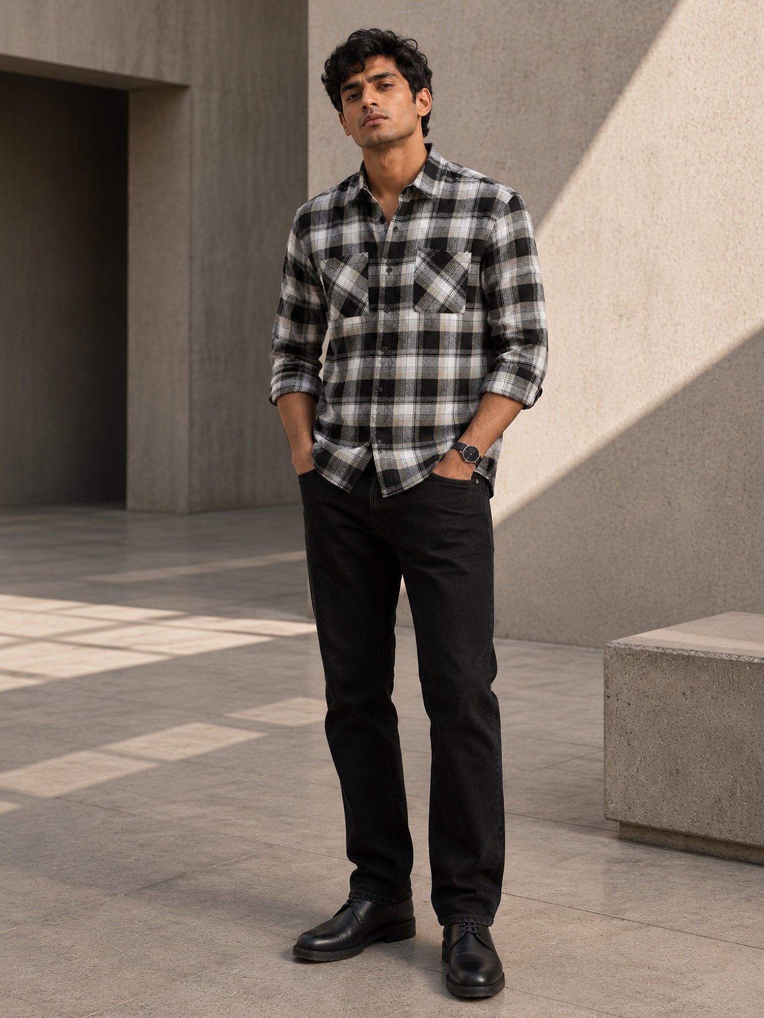 Men Multi Tartan Check Full Sleeve Casual Shirt