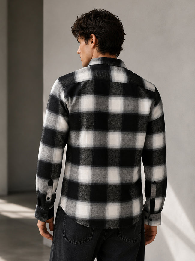 Men Black Buffalo Check Full Sleeve Casual Shirt