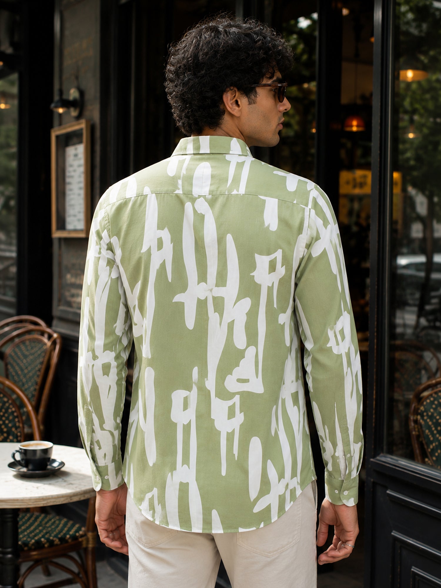 Men Sea Green Floral Half Sleeve Casual Shirt