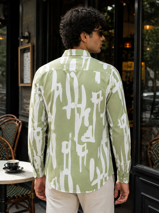 Men Sea Green Floral Half Sleeve Casual Shirt