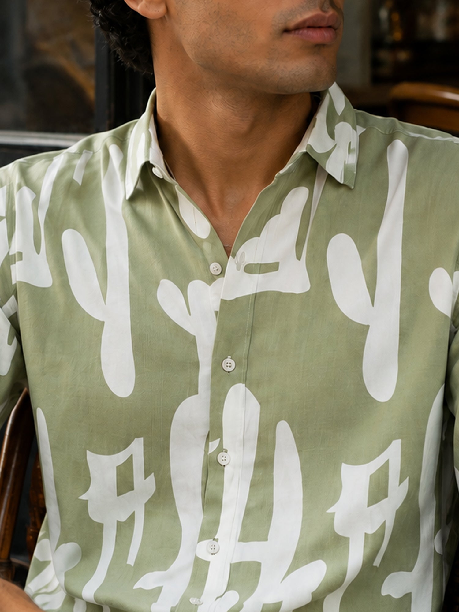 Men Sea Green Floral Half Sleeve Casual Shirt