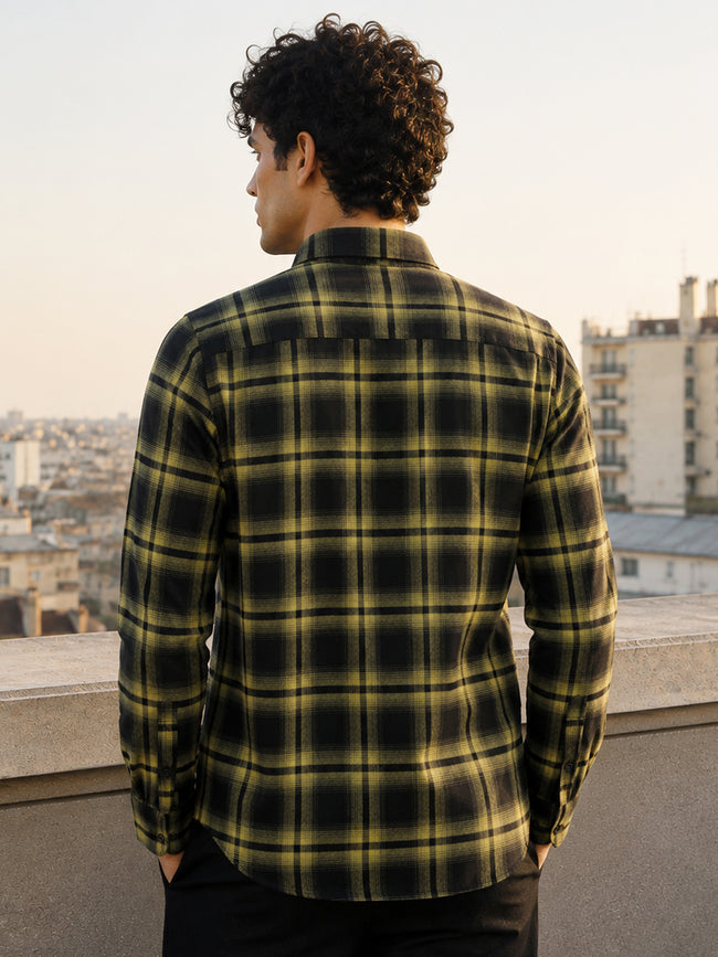 Men Black Checked Full Sleeve Casual Shirt