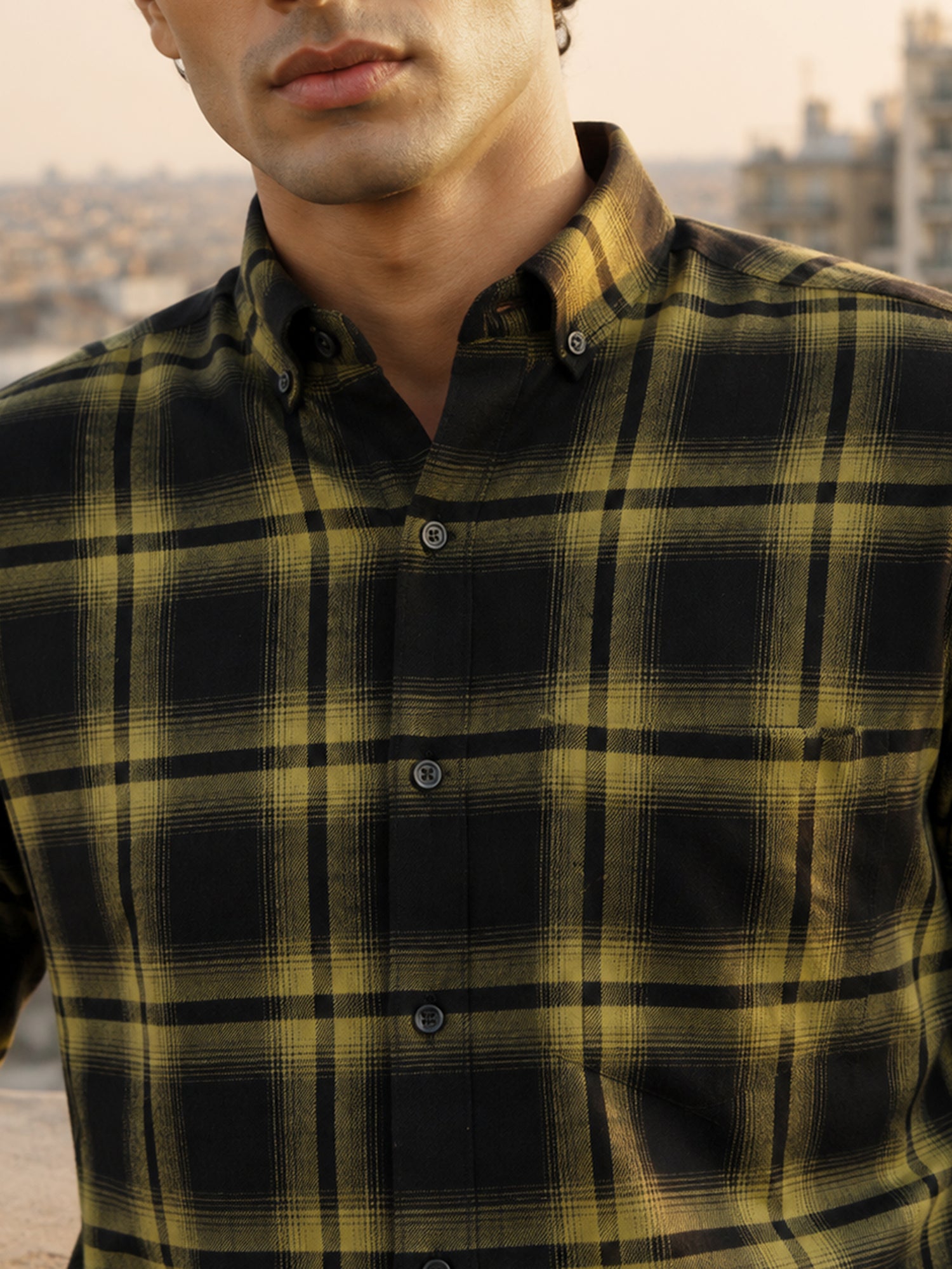 Men Black Checked Full Sleeve Casual Shirt