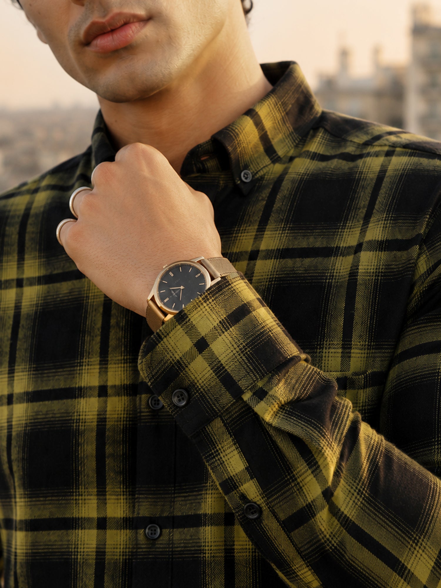 Men Black Checked Full Sleeve Casual Shirt