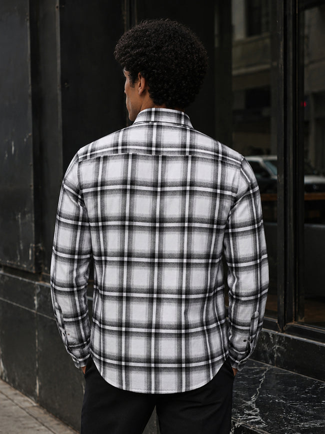 Men White Tartan Check Full Sleeve Casual Shirt