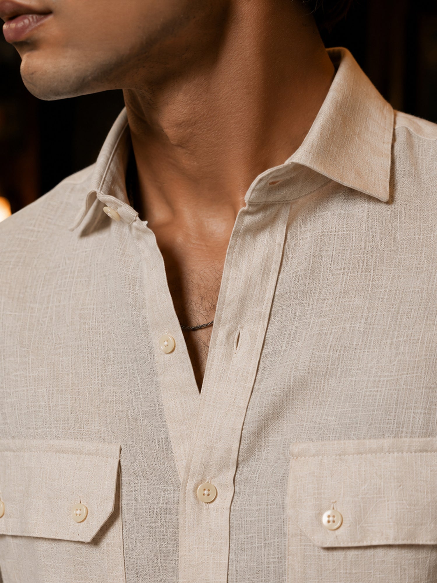 Men Beige Textured Full Sleeve Everyday Casual Shirt