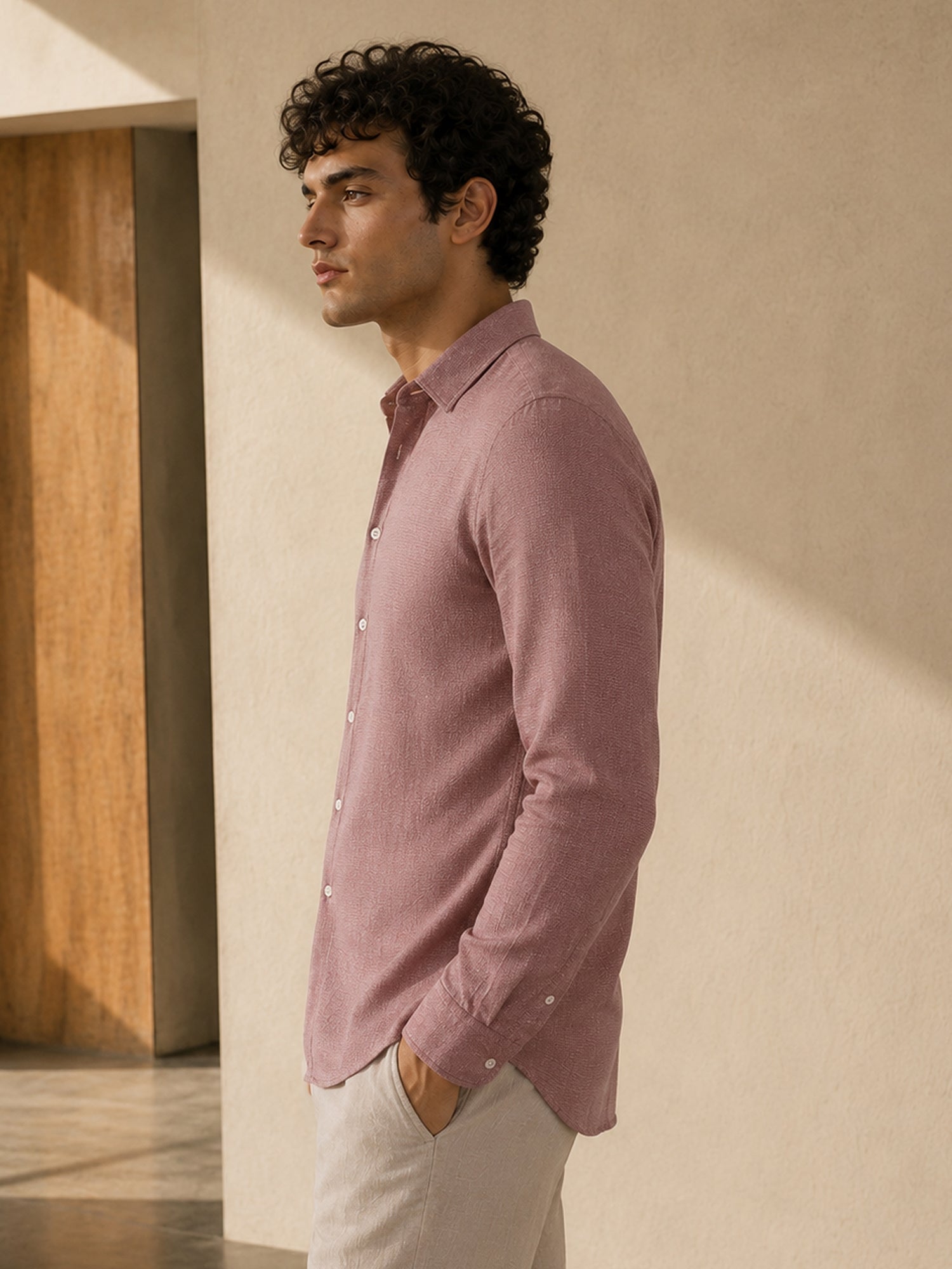 Men Purple Solid Full Sleeve Casual Shirt