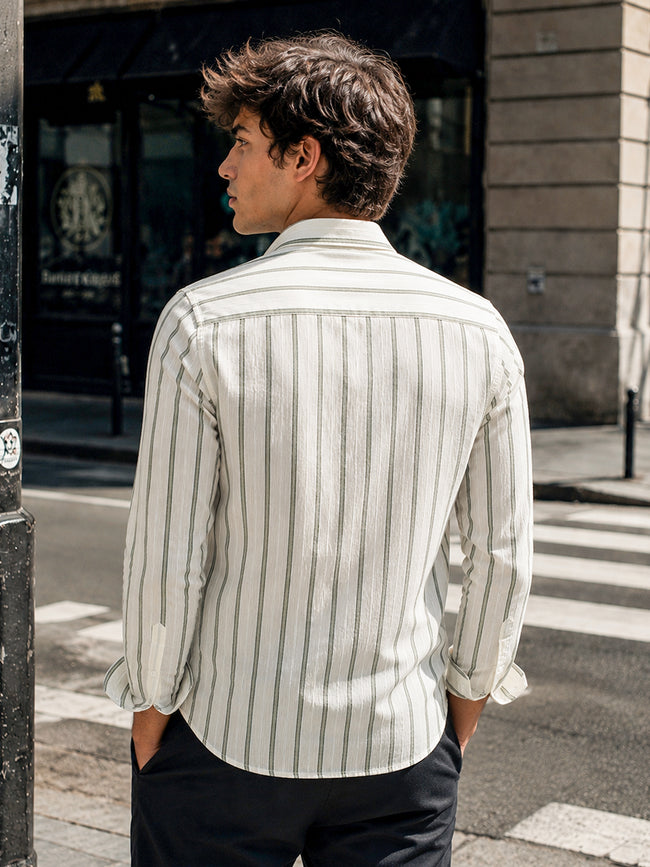 Men Off-White Striped Full Sleeve Casual Shirt