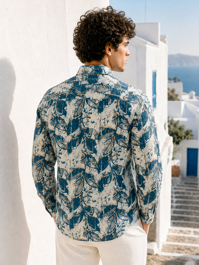 Men Off-White Botanical Print Full Sleeve Casual Shirt