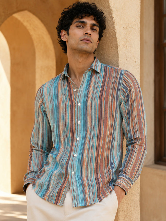 Men Multi Striped Full Sleeve Casual Shirt