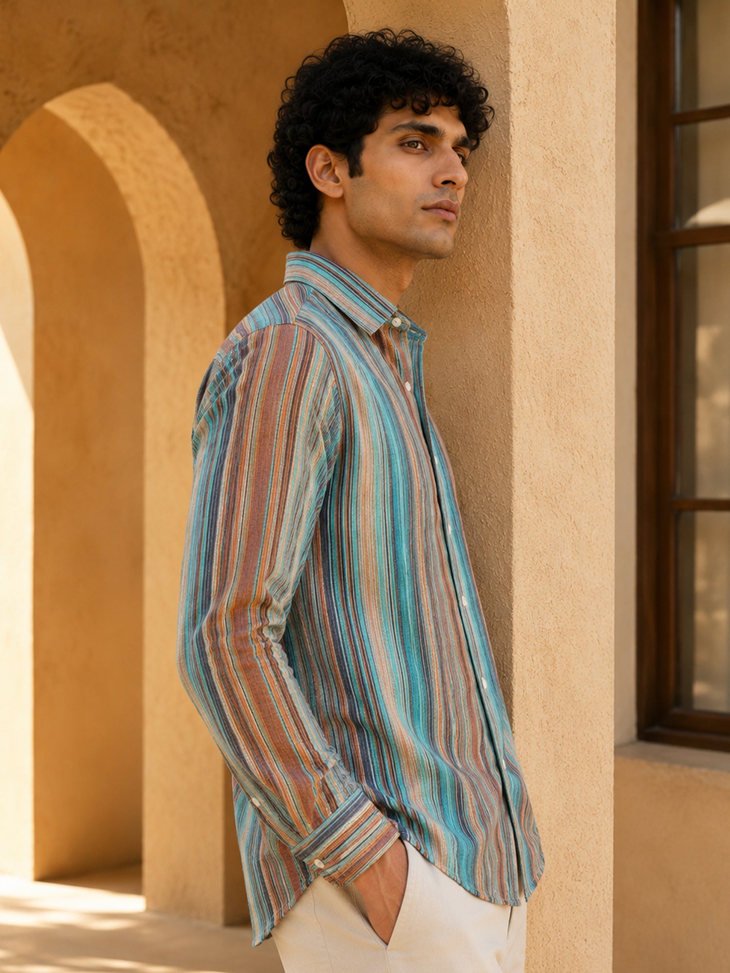 Men Multi Striped Full Sleeve Casual Shirt