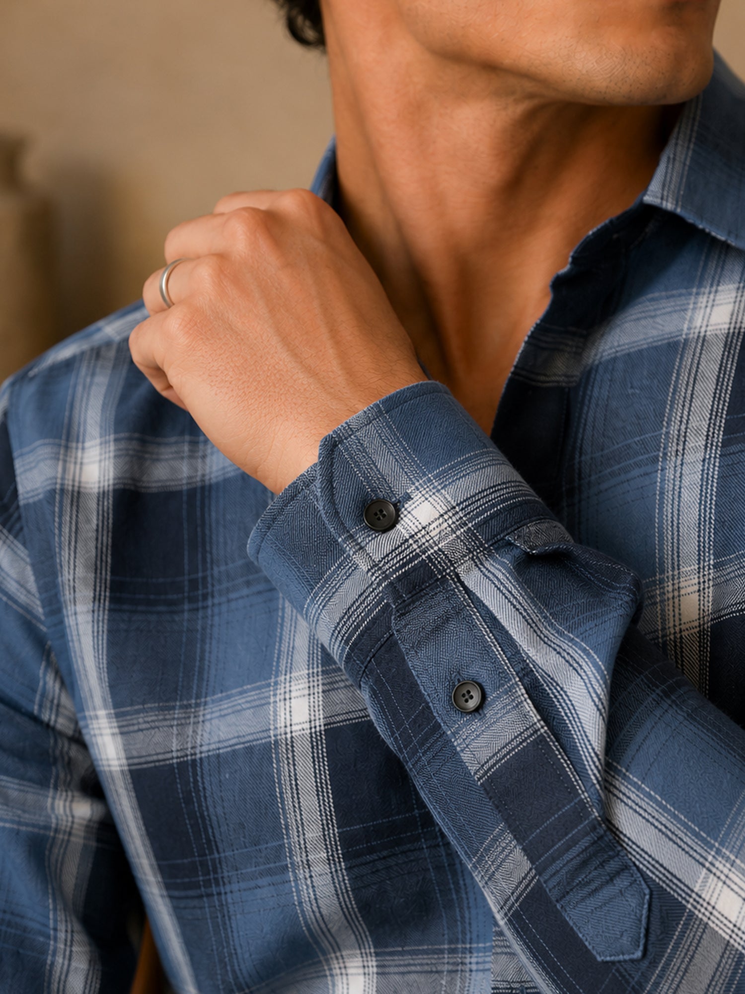 Men Blue Checked Full Sleeve Casual Shirt