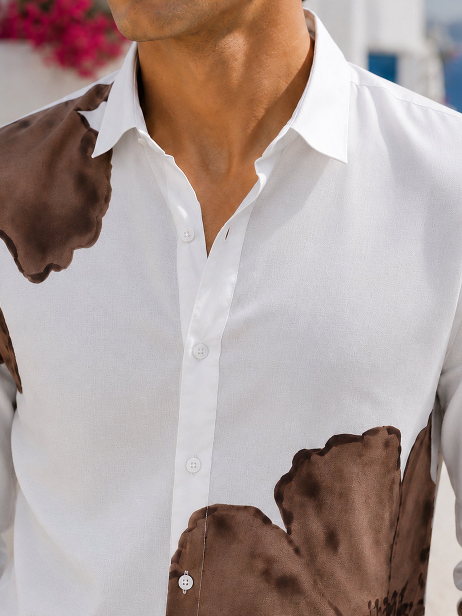 Men White Floral Print Full Sleeve Casual Shirt