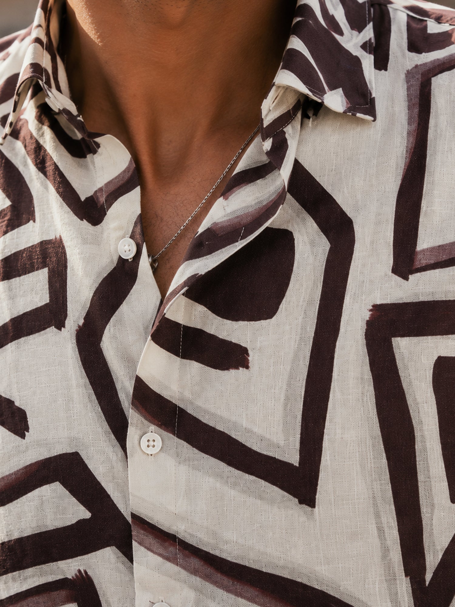 Men Grey Geometric Abstract Casual Shirt