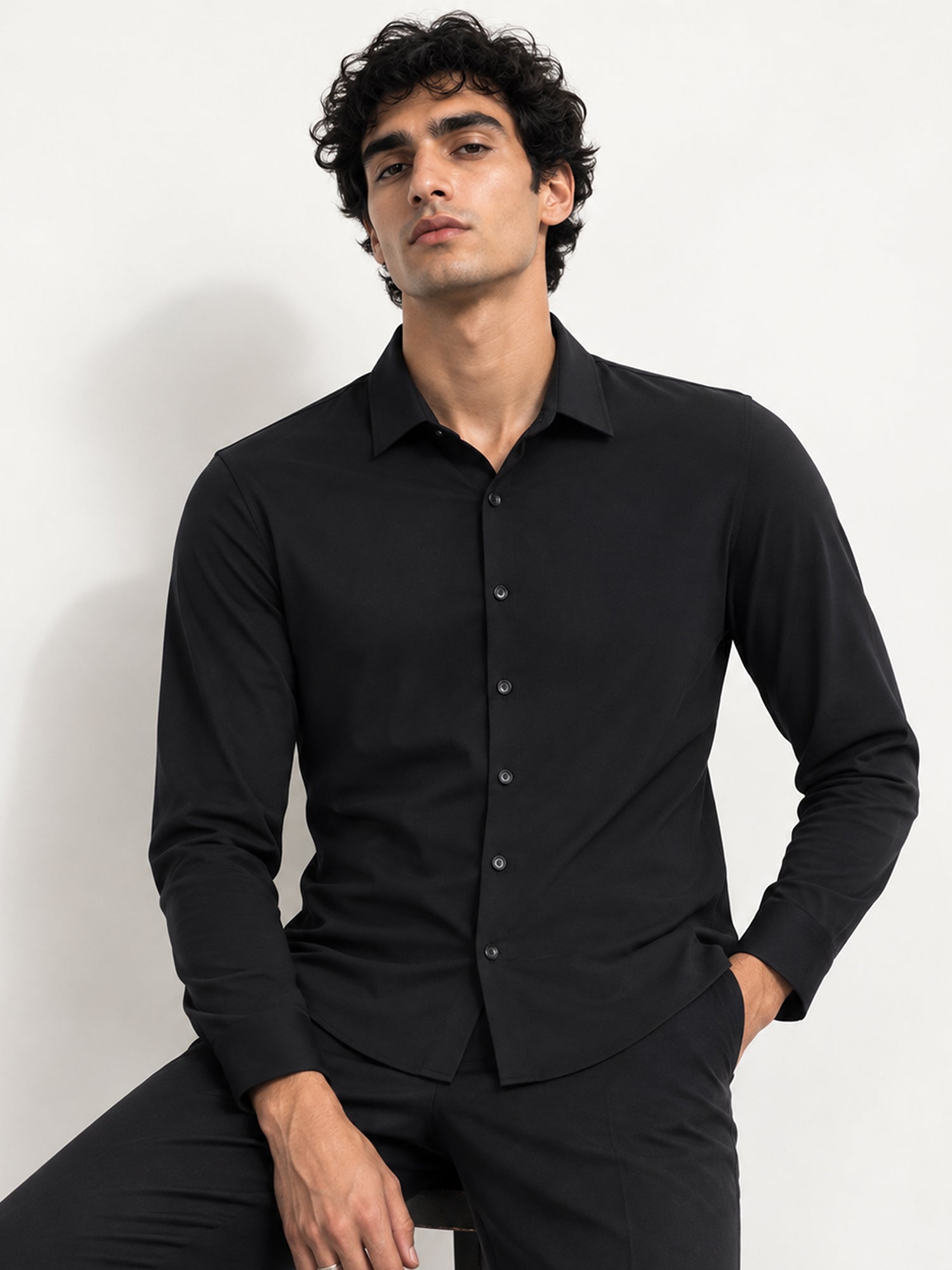 Men Black Solid Formal Shirt