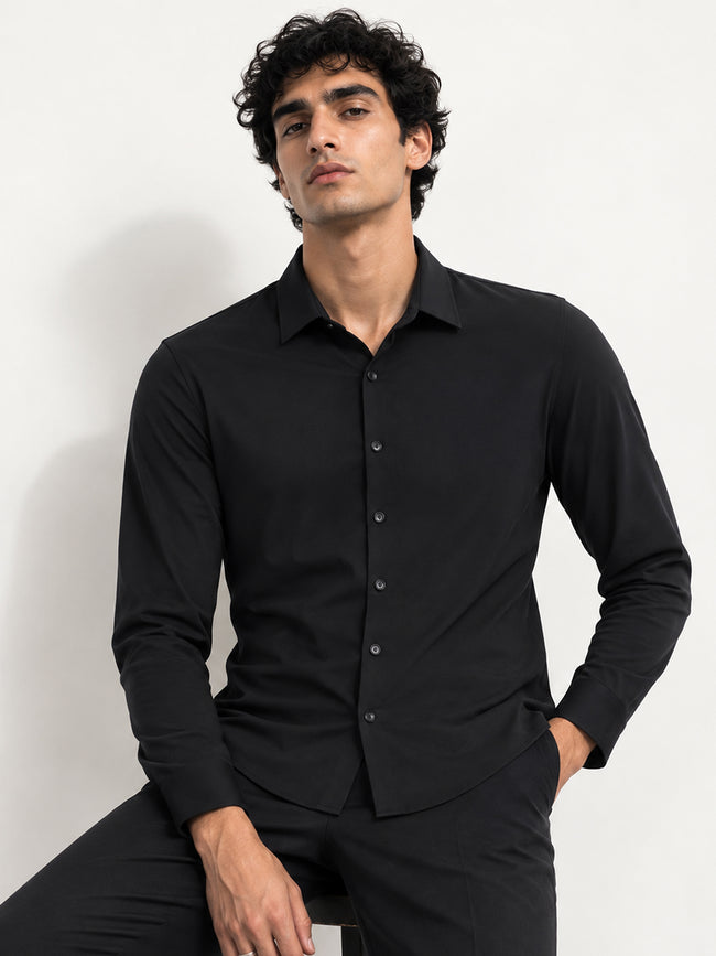 Men Black Solid Formal Shirt
