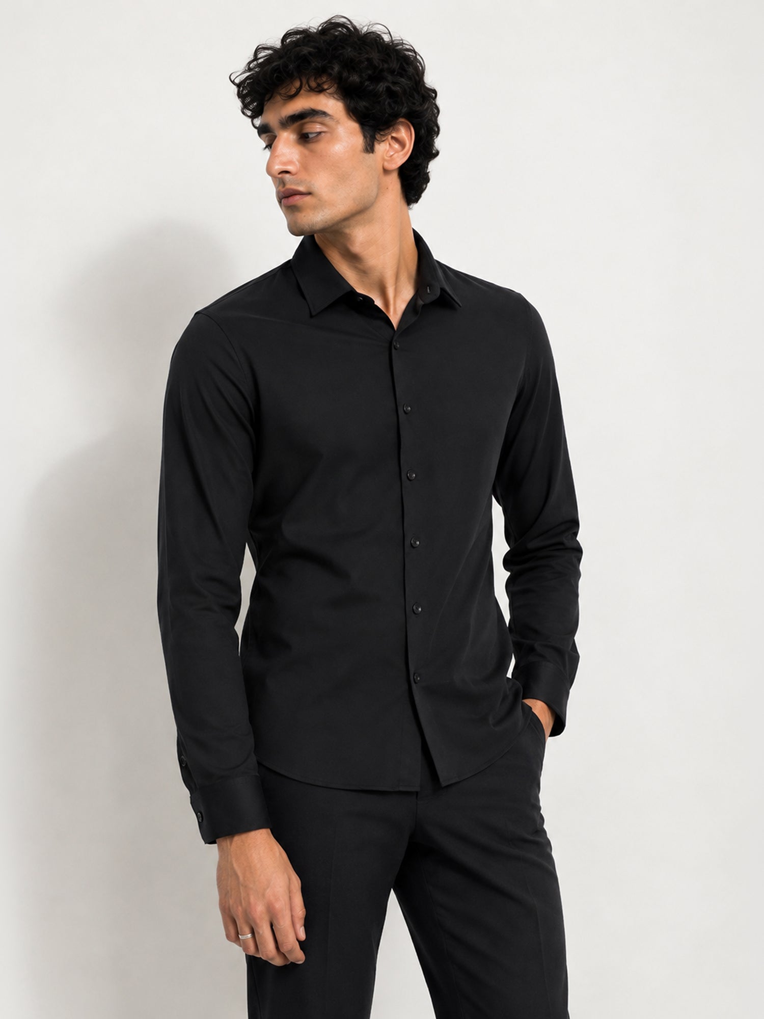 Men Black Solid Formal Shirt