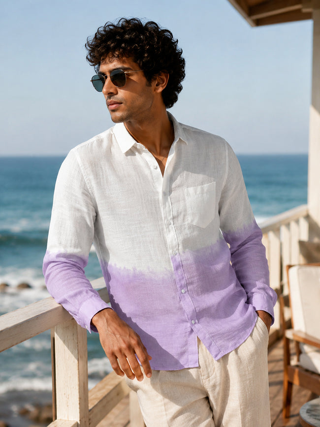 Men Purple Ombre Full Sleeve Casual Shirt