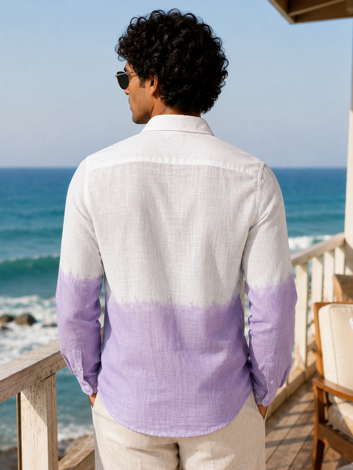 Men Purple Ombre Full Sleeve Casual Shirt