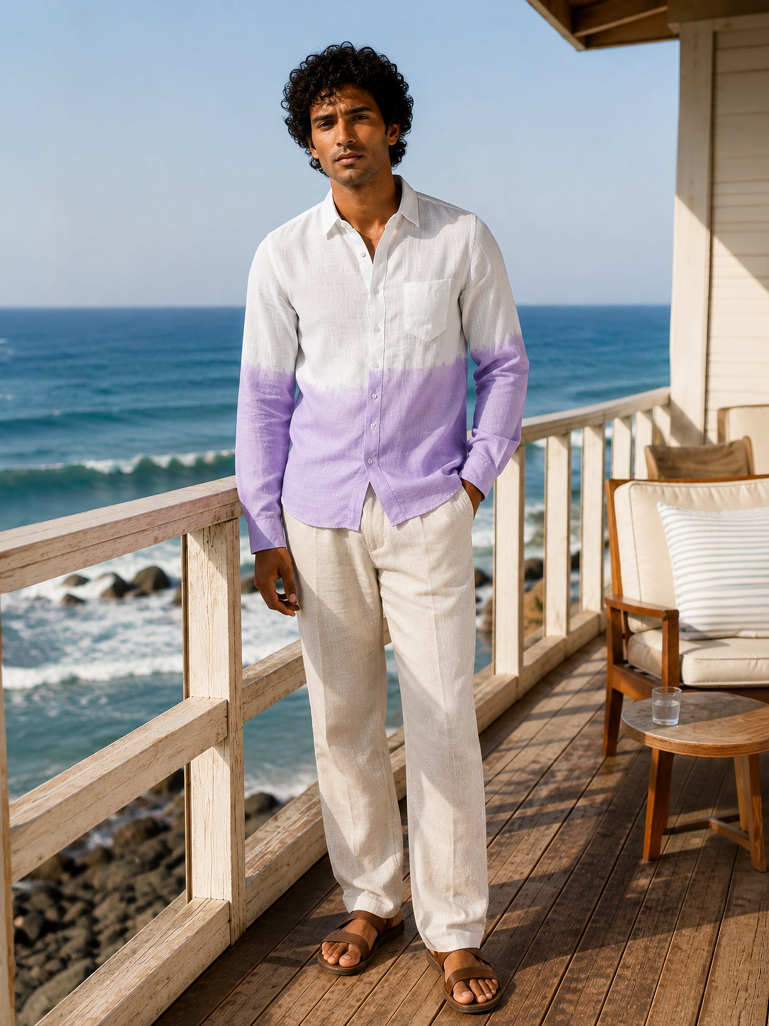 Men Purple Ombre Full Sleeve Casual Shirt