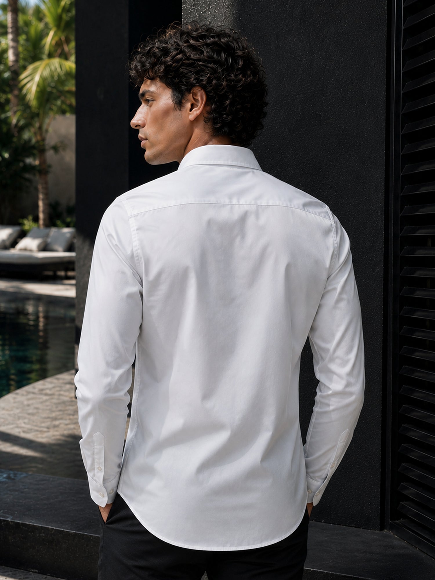 Men White Solid Slim Fit Full Sleeve Formal Shirt
