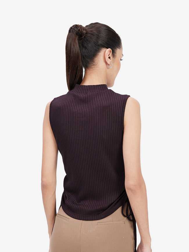 Women Brown Crop Tank Top