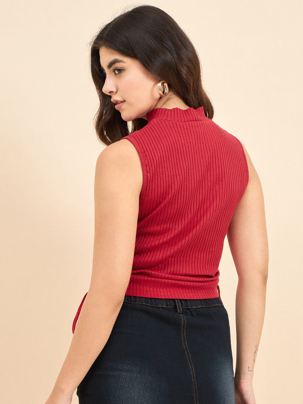 Women Red Odor-Free Sleeveless Top