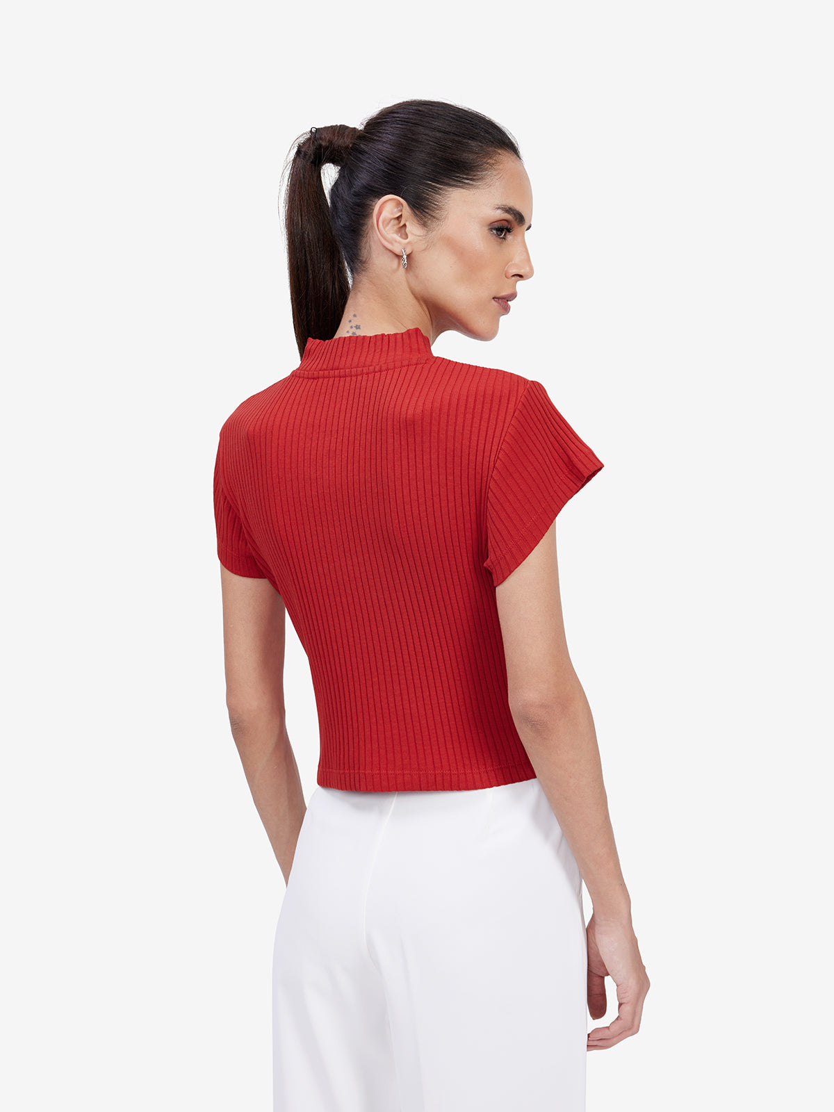 Women Red Cotton Knit Top