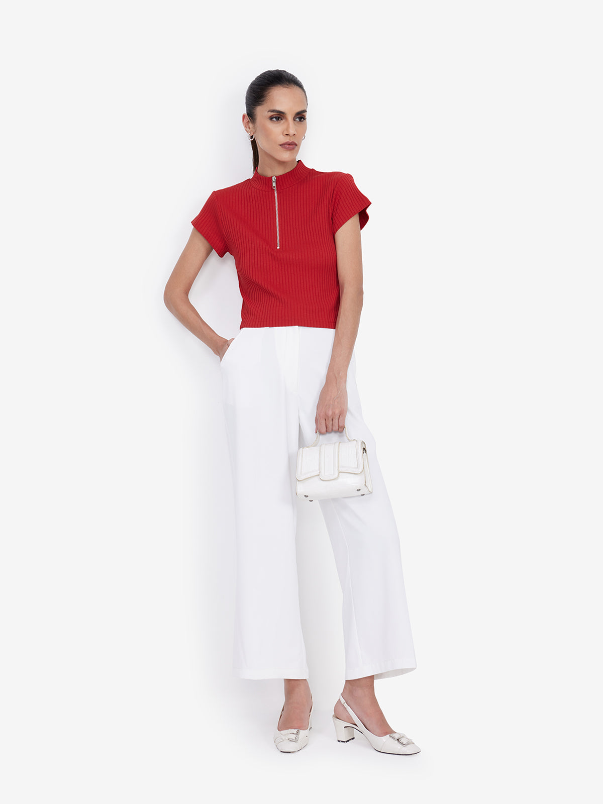 Women Red Cotton Knit Top