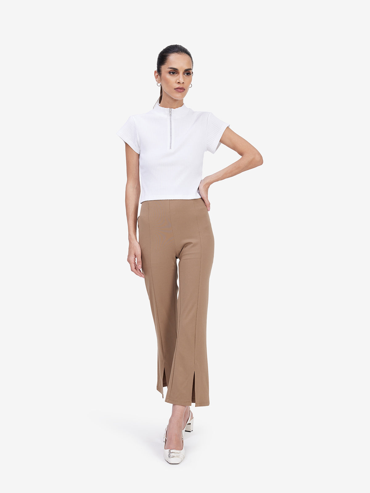 Women White Cotton Knit Top