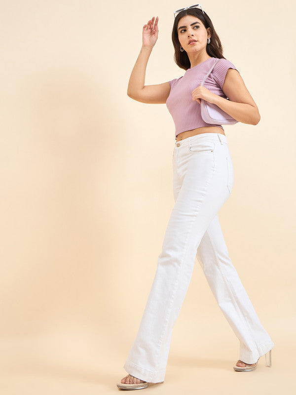 Women Lavender Short Sleeve Tank Top