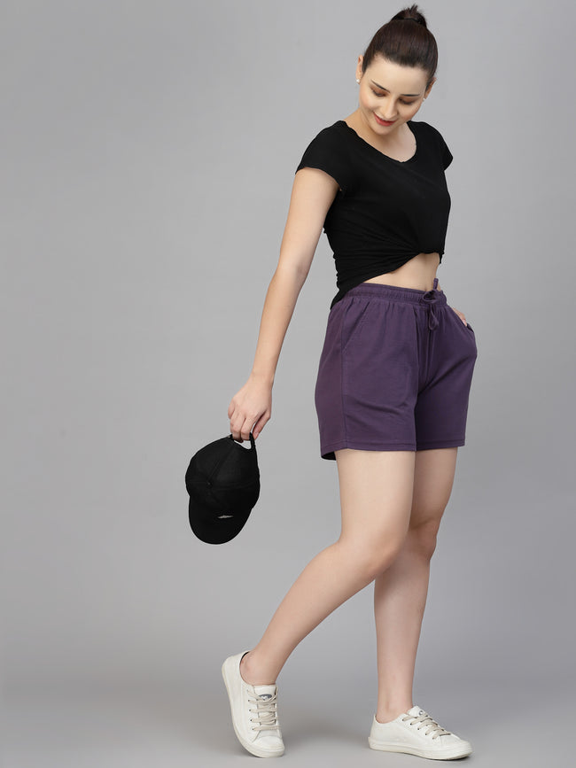 Women Purple Odour Free Shorts