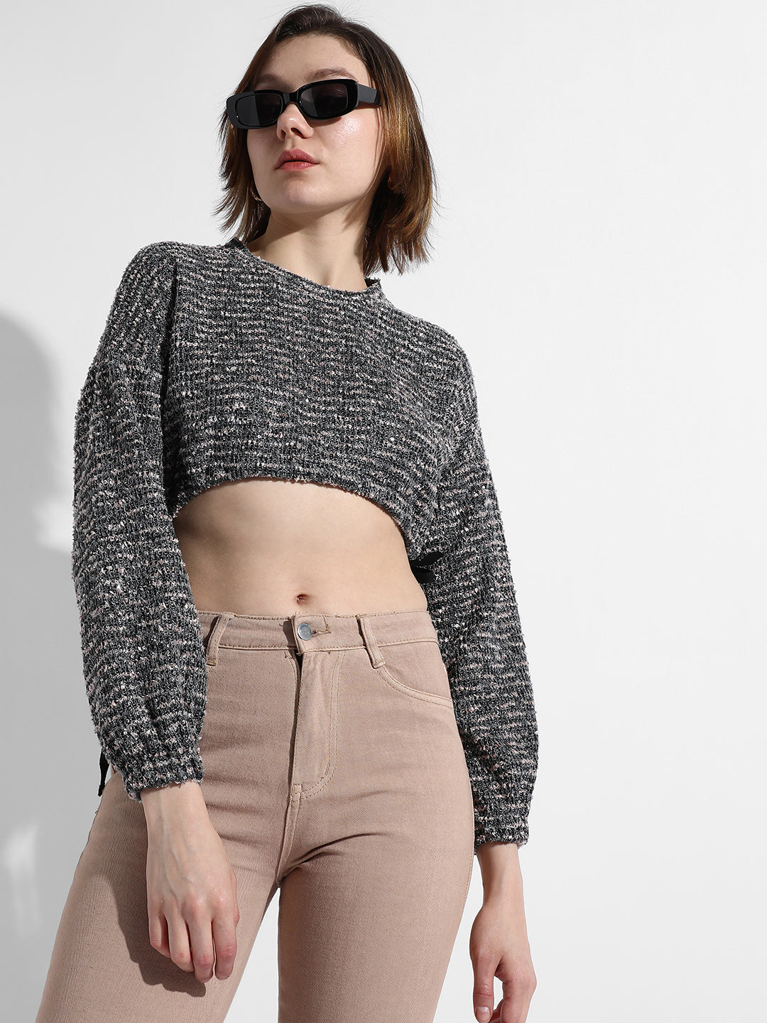 Women Grey Women Grey Acrylic Sweatshirt