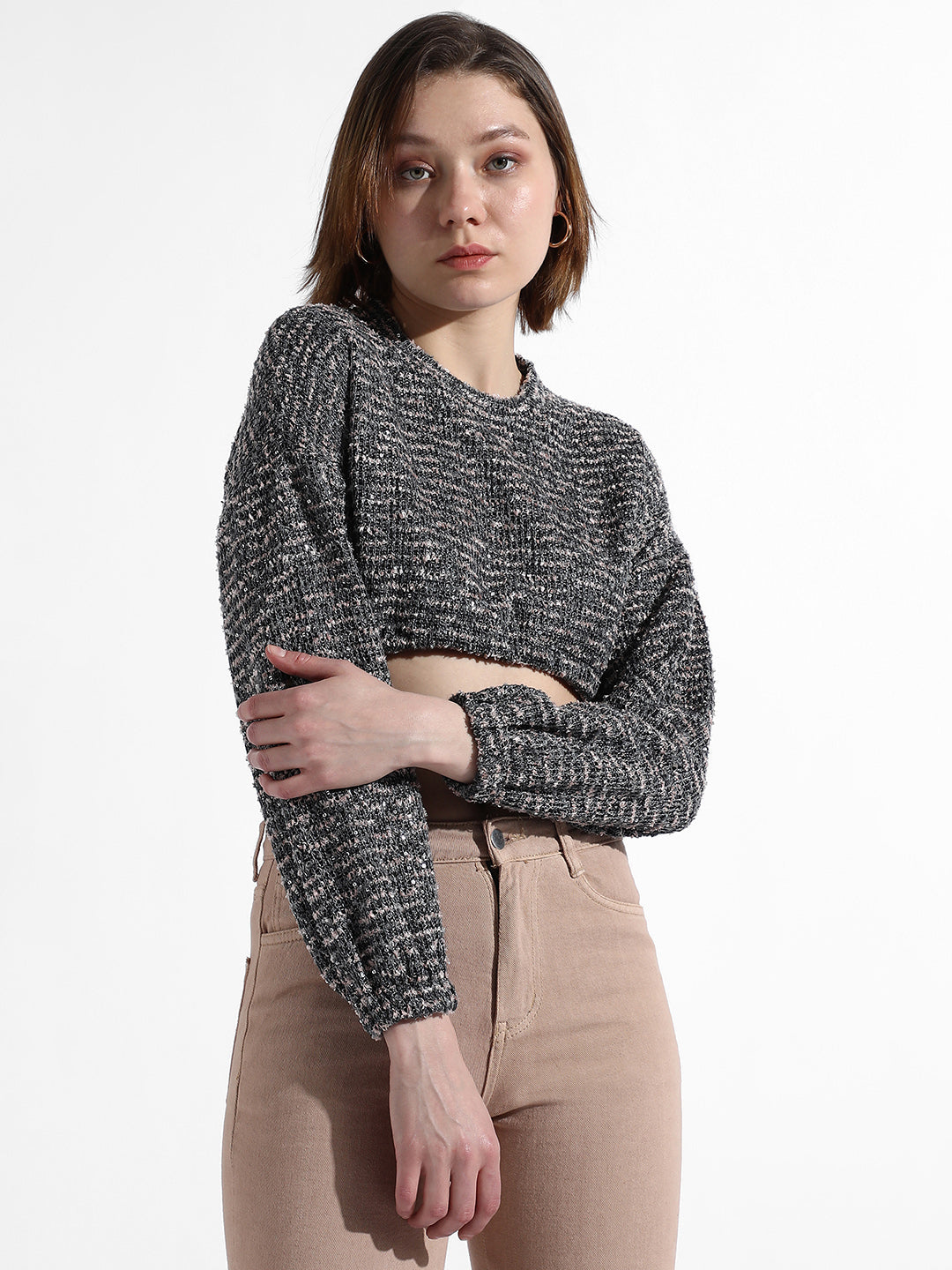 Women Grey Women Grey Acrylic Sweatshirt