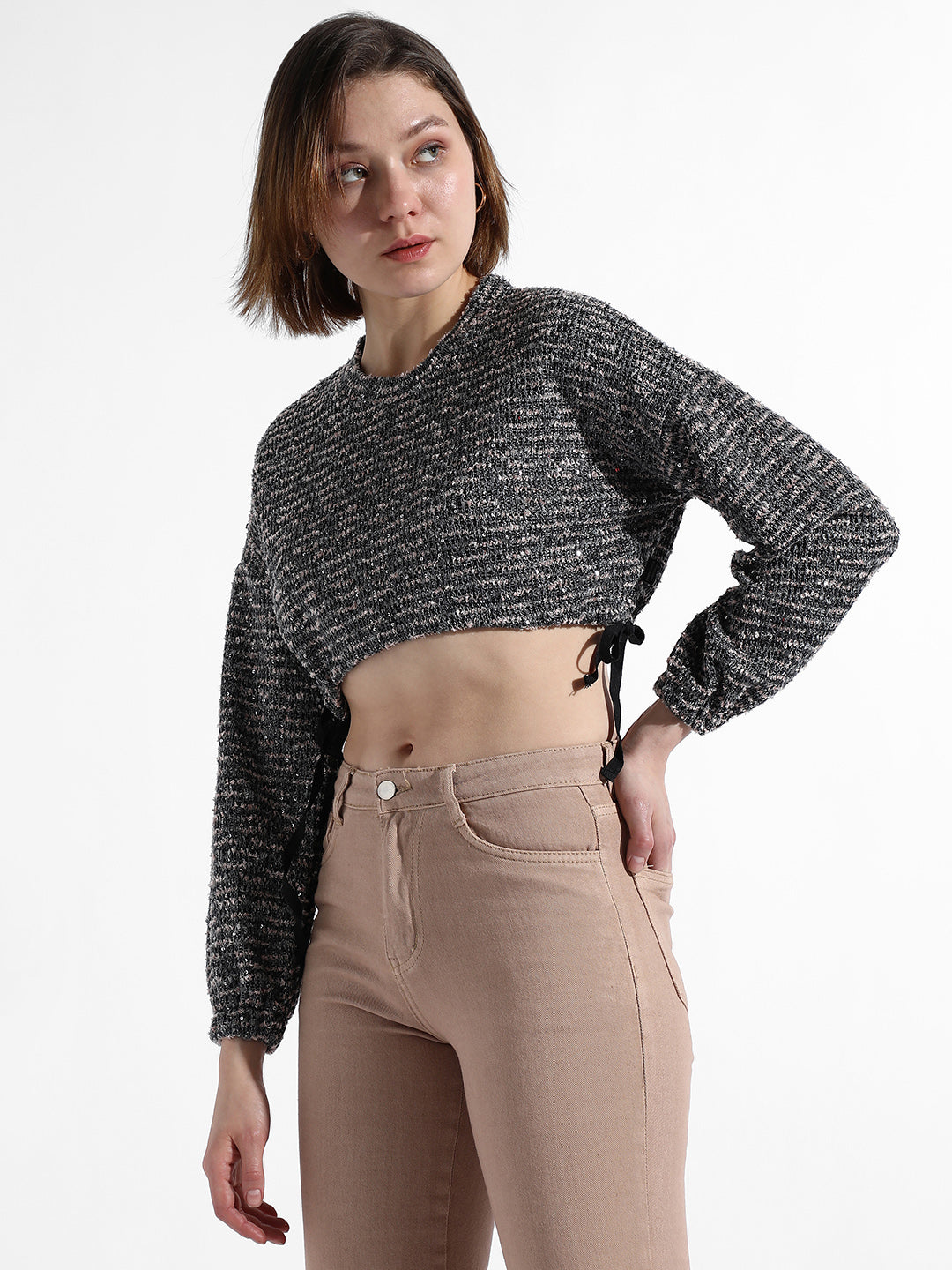 Women Grey Women Grey Acrylic Sweatshirt