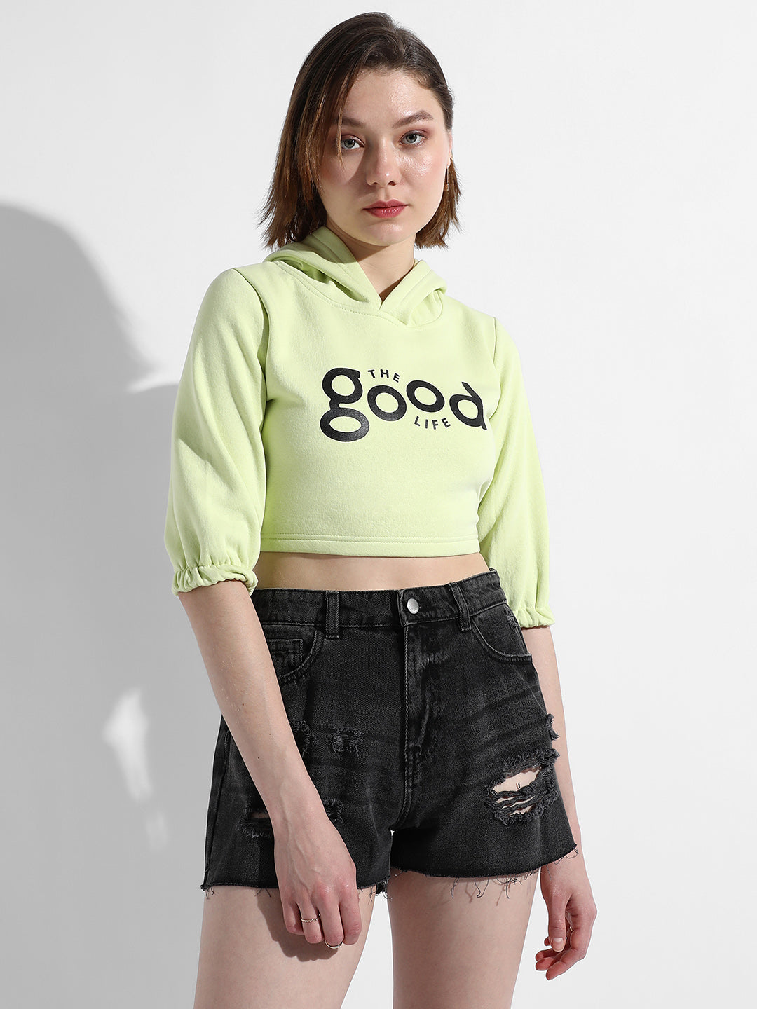 Women Green The Good Life Crop Top