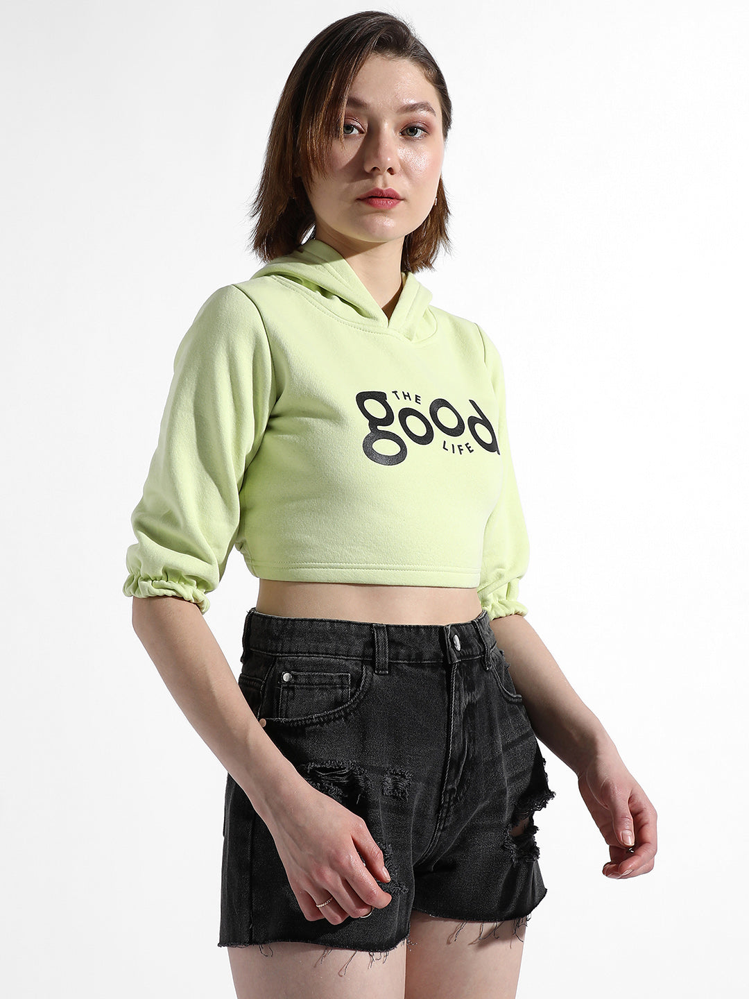 Women Green The Good Life Crop Top