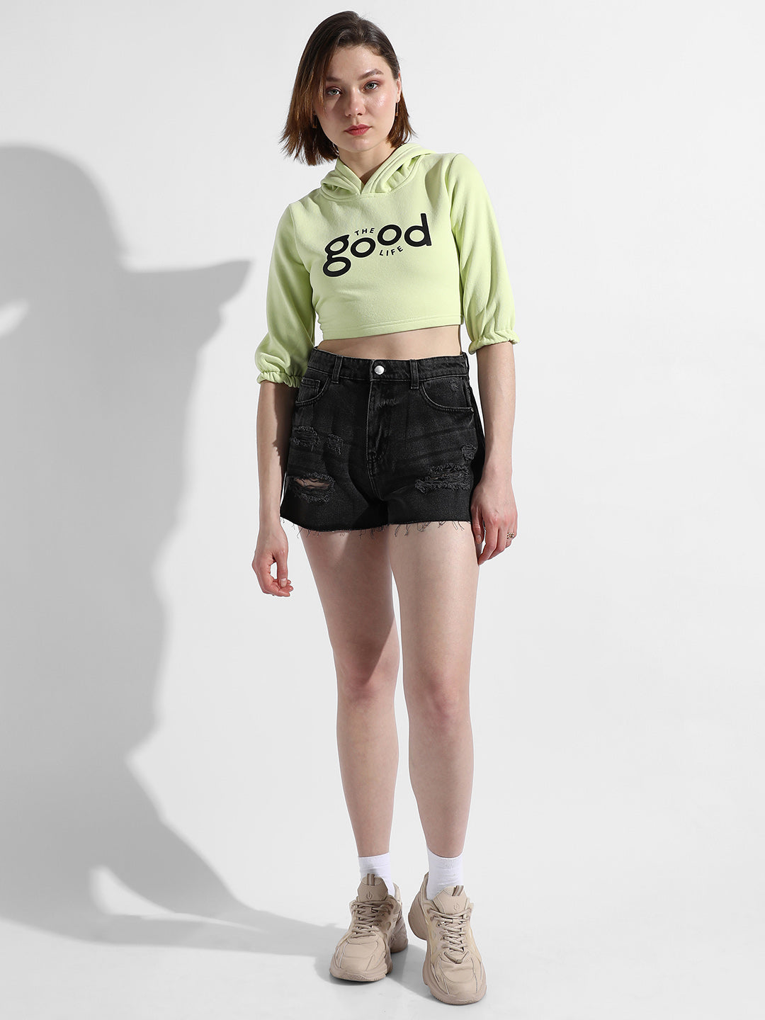 Women Green The Good Life Crop Top