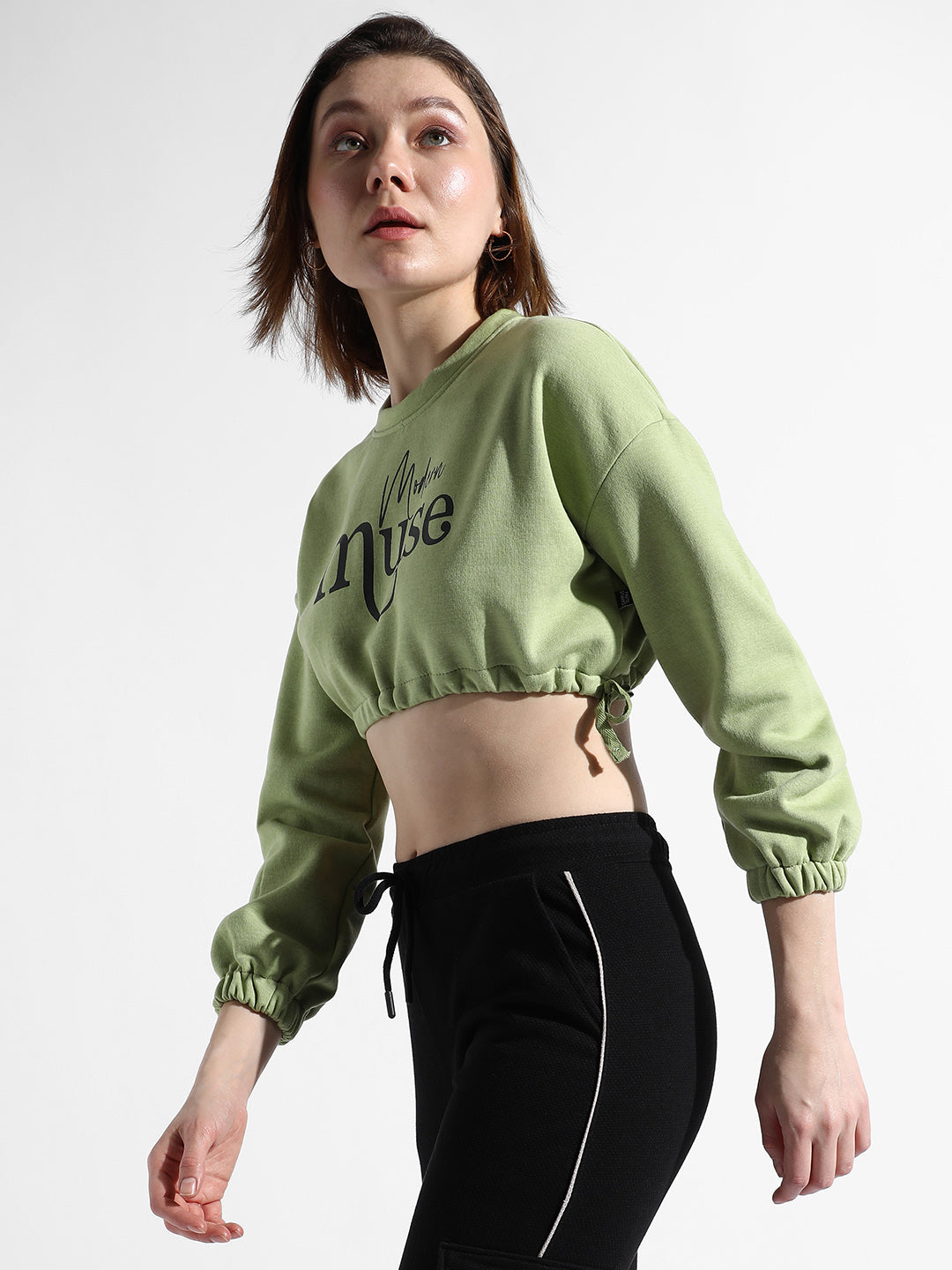 Women Green Modern Muse Crop Top