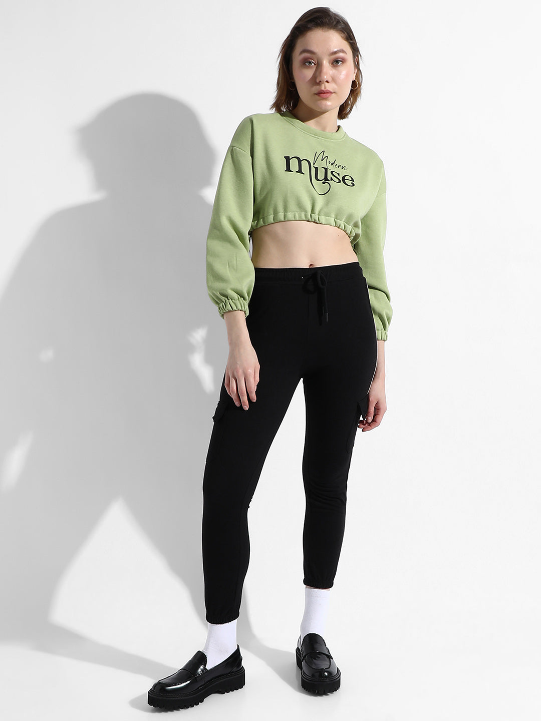 Women Green Modern Muse Crop Top